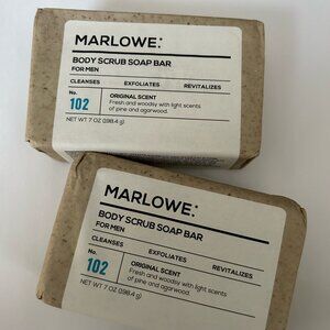 2 Marlowe Body Scrub XL Soap Bars For Men New Original Scent